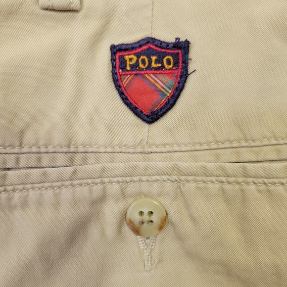 Vintage Polo Ralph Lauren Pleated Chino Golf Shorts Size 36 Tan Khaki Summer 8" - Picture 4 of 12